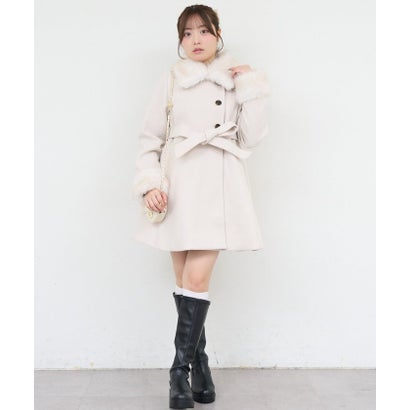 【ANOTHER BRANCH】2WAYフェイクファー付フレアミドルコート （ivory）｜詳細画像