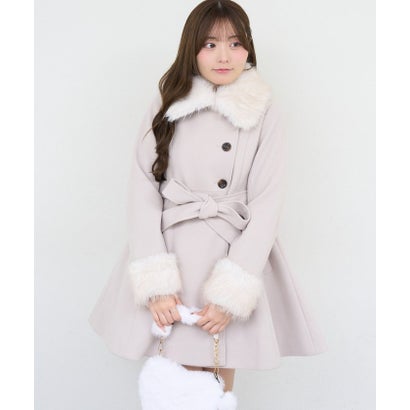 【ANOTHER BRANCH】2WAYフェイクファー付フレアミドルコート （pink）｜詳細画像