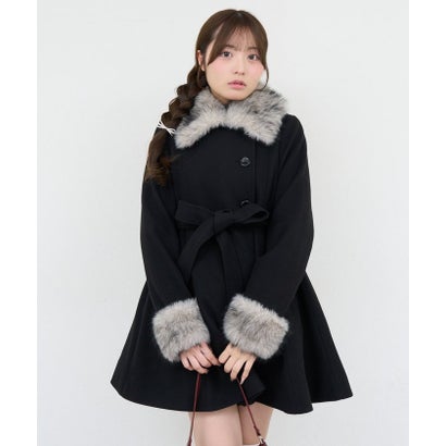 【ANOTHER BRANCH】2WAYフェイクファー付フレアミドルコート （pink）｜詳細画像