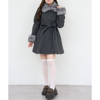 【ANOTHER BRANCH】2WAYフェイクファー付フレアミドルコート （pink）｜詳細画像