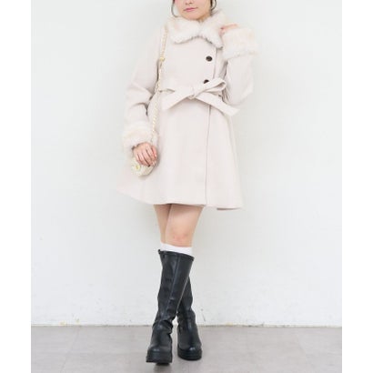 【ANOTHER BRANCH】2WAYフェイクファー付フレアミドルコート （pink）｜詳細画像