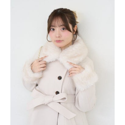 【ANOTHER BRANCH】2WAYフェイクファー付フレアミドルコート （pink）｜詳細画像