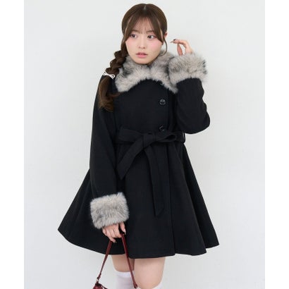【ANOTHER BRANCH】2WAYフェイクファー付フレアミドルコート （charcoal）｜詳細画像