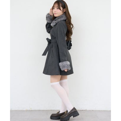 【ANOTHER BRANCH】2WAYフェイクファー付フレアミドルコート （charcoal）｜詳細画像