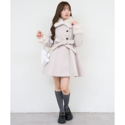 【ANOTHER BRANCH】2WAYフェイクファー付フレアミドルコート （charcoal）｜詳細画像