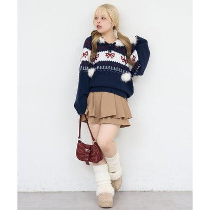 【ANOTHER BRANCH】リボンジャガードニットパーカー （navy）｜詳細画像