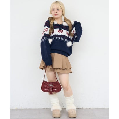 【ANOTHER BRANCH】リボンジャガードニットパーカー （navy）｜詳細画像