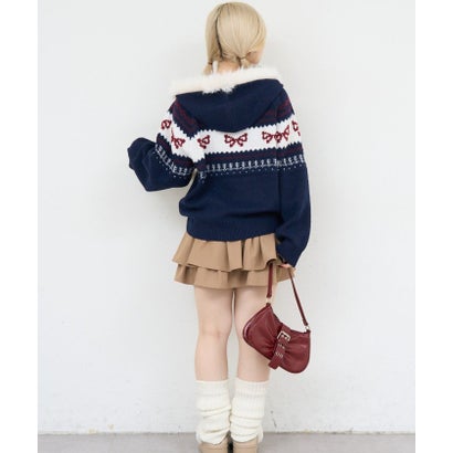 【ANOTHER BRANCH】リボンジャガードニットパーカー （navy）｜詳細画像