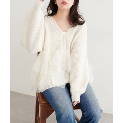 【natural couture】チュール重ねカーディガン （LBE）｜詳細画像