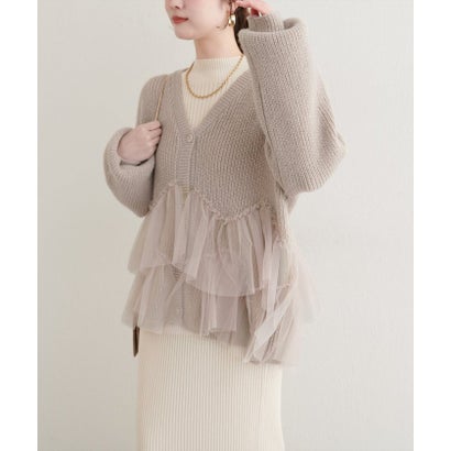 【natural couture】チュール重ねカーディガン （LBE）｜詳細画像
