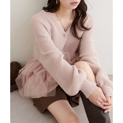 【natural couture】チュール重ねカーディガン （LBE）｜詳細画像