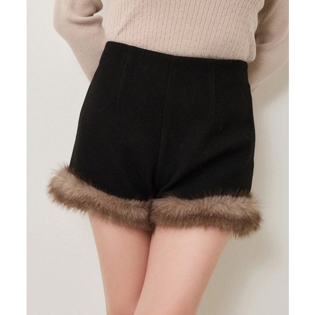 【one after another】フェイクファー付きショーパン （black）