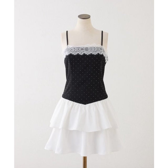 【one after another】セットアップ可能ティアードミニワンピース （black）