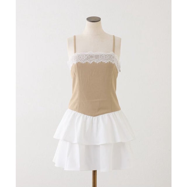 【one after another】セットアップ可能ティアードミニワンピース （beige）