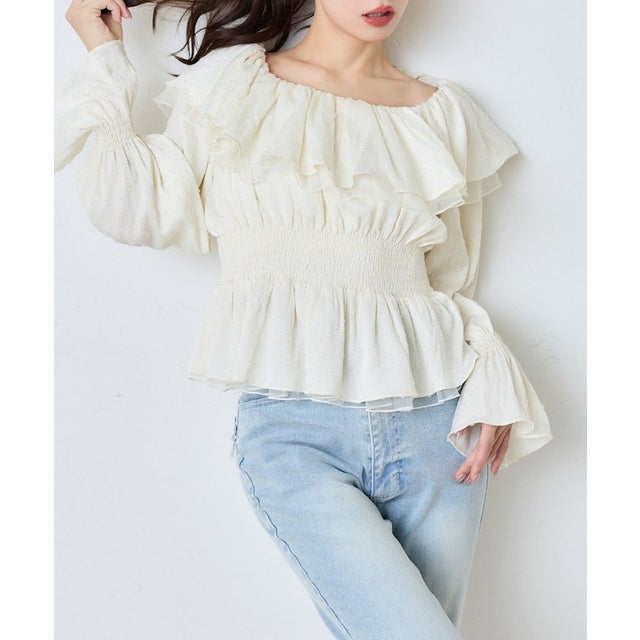 【one after another】ラッフルシャーリングブラウス （IVY）