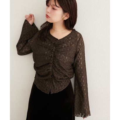 ナイスクラップ NICE CLAUP 【natural couture】フロントタックデザインレースカーディガン （BR）｜詳細画像