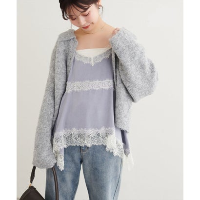ナイスクラップ NICE CLAUP 【natural couture】ランダムヘムサテンレースキャミ （BR）｜詳細画像