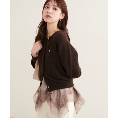 ナイスクラップ NICE CLAUP 【natural couture】ランダムヘムサテンレースキャミ （BR）｜詳細画像
