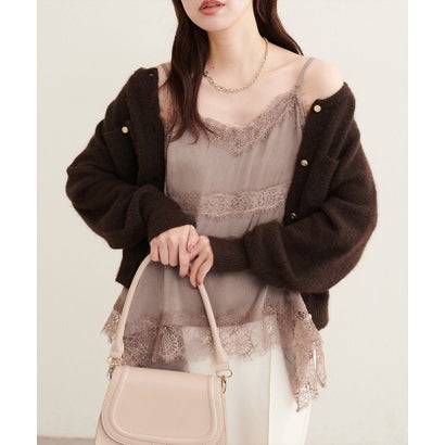 ナイスクラップ NICE CLAUP 【natural couture】ランダムヘムサテンレースキャミ （BR）｜詳細画像