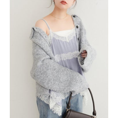 ナイスクラップ NICE CLAUP 【natural couture】ランダムヘムサテンレースキャミ （IVY）｜詳細画像