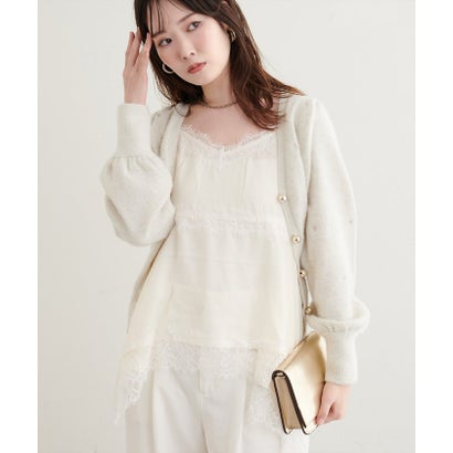 ナイスクラップ NICE CLAUP 【natural couture】ランダムヘムサテンレースキャミ （IVY）｜詳細画像
