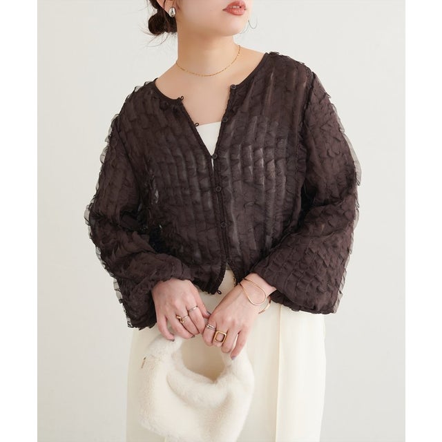 【natural couture】フリル2WAYブラウス （BR）