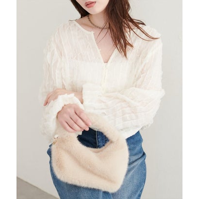 ナイスクラップ NICE CLAUP 【natural couture】フリル2WAYブラウス （BK）｜詳細画像