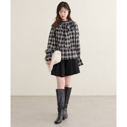 ナイスクラップ NICE CLAUP 【natural couture】2WAYリボン衿ブラウス （black）｜詳細画像