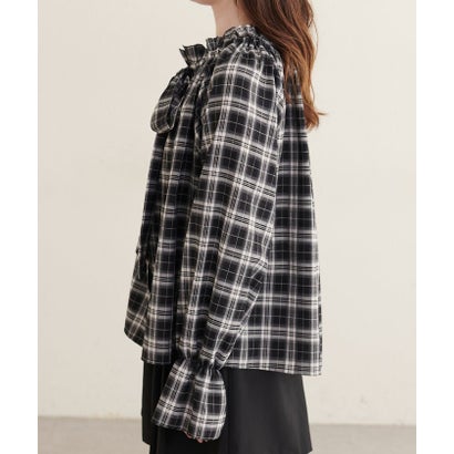 ナイスクラップ NICE CLAUP 【natural couture】2WAYリボン衿ブラウス （black）｜詳細画像