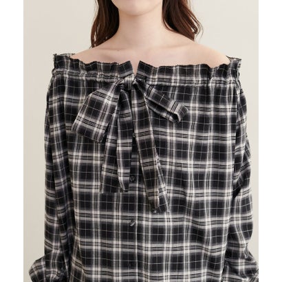 ナイスクラップ NICE CLAUP 【natural couture】2WAYリボン衿ブラウス （black）｜詳細画像