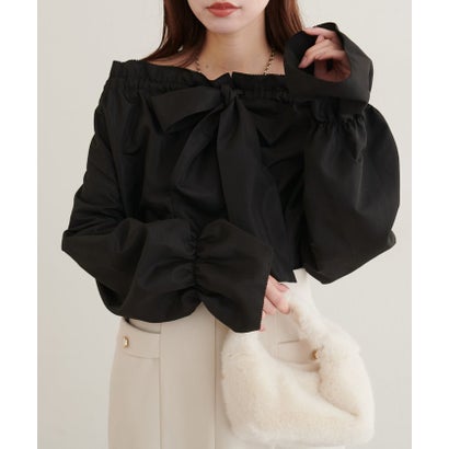 ナイスクラップ NICE CLAUP 【natural couture】2WAYリボン衿ブラウス （black）｜詳細画像