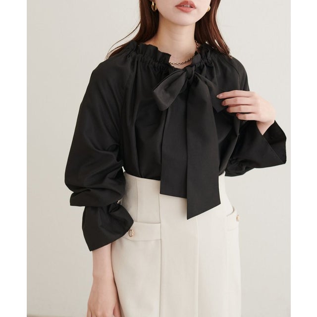 【natural couture】2WAYリボン衿ブラウス （black）