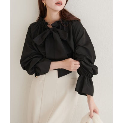 ナイスクラップ NICE CLAUP 【natural couture】2WAYリボン衿ブラウス （black(2)）｜詳細画像