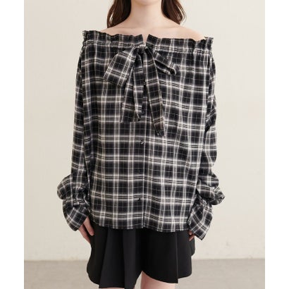 ナイスクラップ NICE CLAUP 【natural couture】2WAYリボン衿ブラウス （black(2)）｜詳細画像