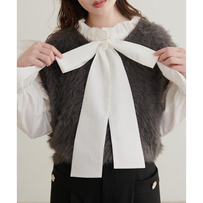 ナイスクラップ NICE CLAUP 【natural couture】2WAYリボン衿ブラウス （black(2)）｜詳細画像