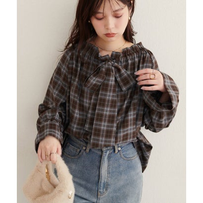 ナイスクラップ NICE CLAUP 【natural couture】2WAYリボン衿ブラウス （brown(2)）｜詳細画像