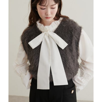 ナイスクラップ NICE CLAUP 【natural couture】2WAYリボン衿ブラウス （brown(2)）｜詳細画像