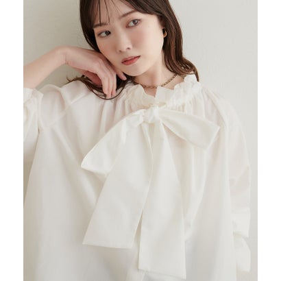 ナイスクラップ NICE CLAUP 【natural couture】2WAYリボン衿ブラウス （brown(2)）｜詳細画像