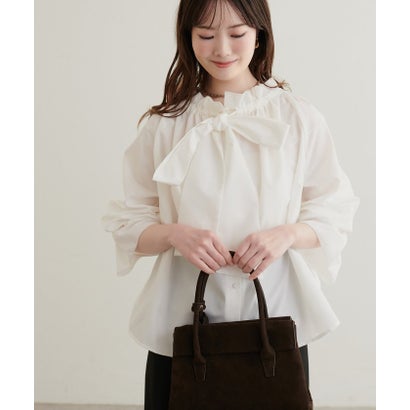 ナイスクラップ NICE CLAUP 【natural couture】2WAYリボン衿ブラウス （brown(2)）｜詳細画像