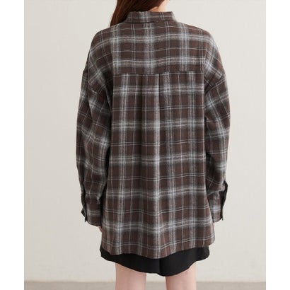 ナイスクラップ NICE CLAUP 【natural couture】起毛チェックベーシックオーバーシャツ （BR）｜詳細画像