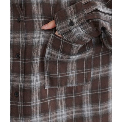 ナイスクラップ NICE CLAUP 【natural couture】起毛チェックベーシックオーバーシャツ （BR）｜詳細画像