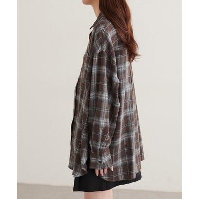 ナイスクラップ NICE CLAUP 【natural couture】起毛チェックベーシックオーバーシャツ （BL）｜詳細画像