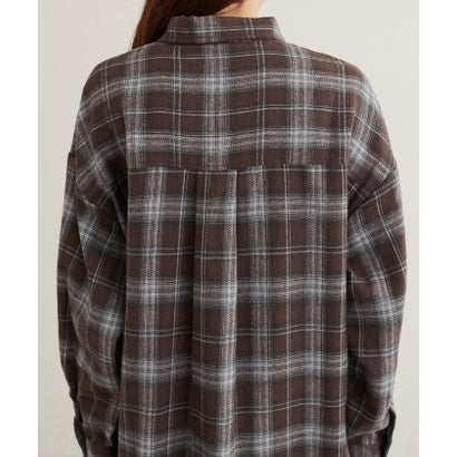 ナイスクラップ NICE CLAUP 【natural couture】起毛チェックベーシックオーバーシャツ （BL）｜詳細画像