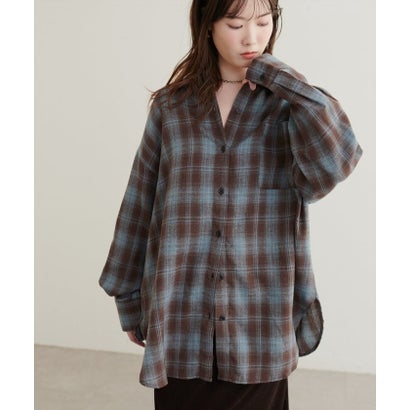 ナイスクラップ NICE CLAUP 【natural couture】起毛チェックベーシックオーバーシャツ （BL）｜詳細画像