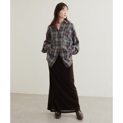 ナイスクラップ NICE CLAUP 【natural couture】起毛チェックベーシックオーバーシャツ （BL）｜詳細画像