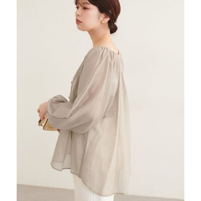 ナイスクラップ NICE CLAUP 【natural couture】くるみ釦シアーブラウス （OFF）｜詳細画像