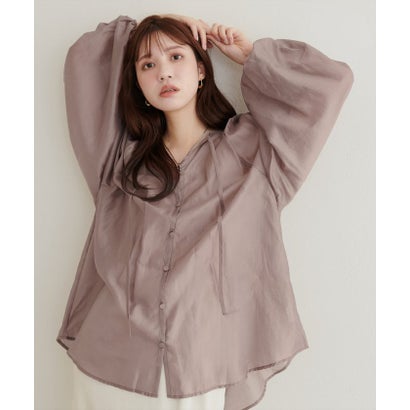 ナイスクラップ NICE CLAUP 【natural couture】くるみ釦シアーブラウス （PK）｜詳細画像
