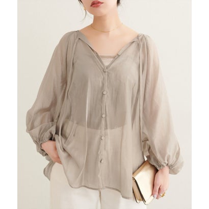 ナイスクラップ NICE CLAUP 【natural couture】くるみ釦シアーブラウス （LBE）｜詳細画像