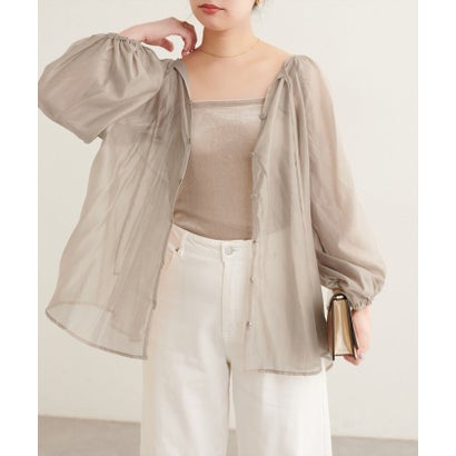 ナイスクラップ NICE CLAUP 【natural couture】くるみ釦シアーブラウス （LBE）｜詳細画像