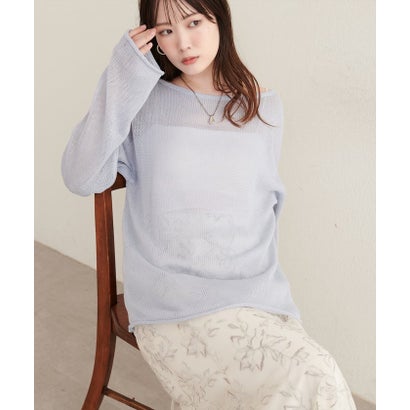 ナイスクラップ NICE CLAUP 【natural couture】透かし編みボートネックプルオーバー （BRD）｜詳細画像